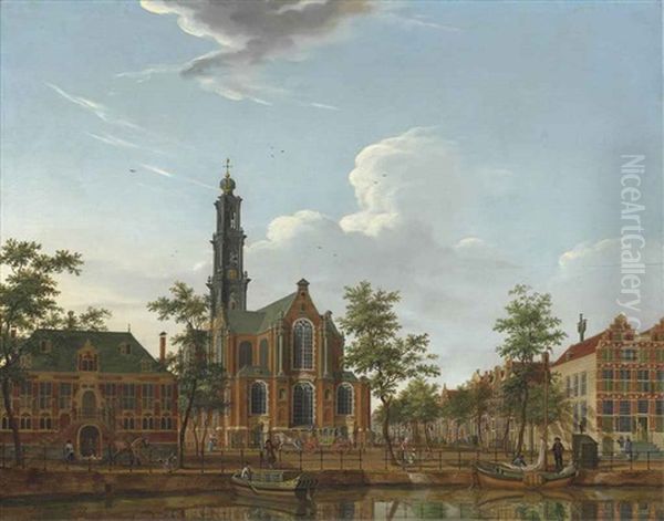 Amsterdam, A View Of The Westerkerk Oil Painting by Isaac Ouwater