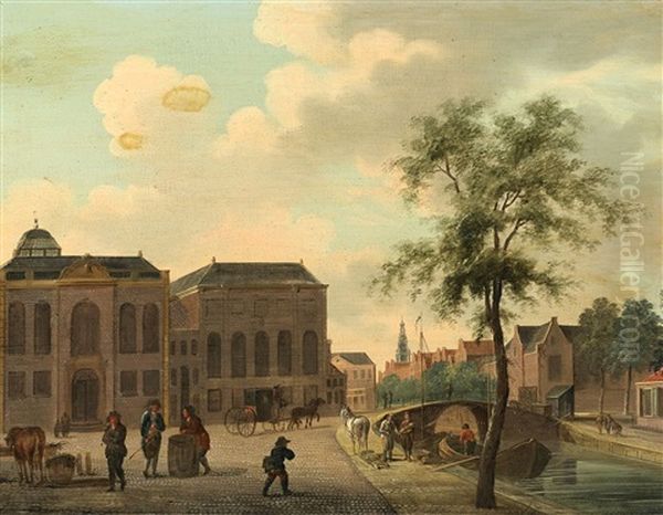 Strasenansicht Mit Einer Gracht In Amsterdam Oil Painting by Isaac Ouwater