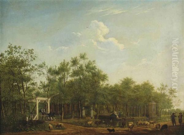 A View Of The Donckervliet Estate, Braambrugge Aan De Amstel Oil Painting by Isaac Ouwater