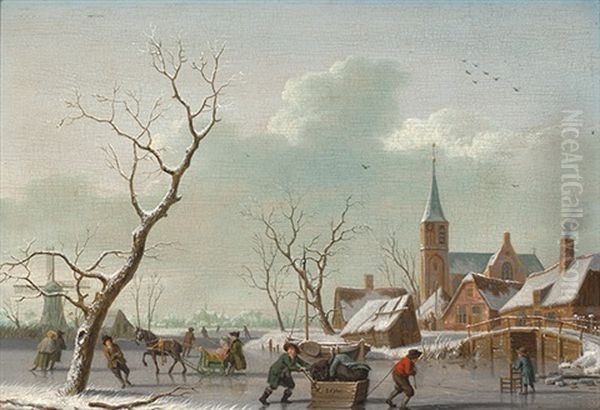 A View Of A Village In Winter by Isaac Ouwater