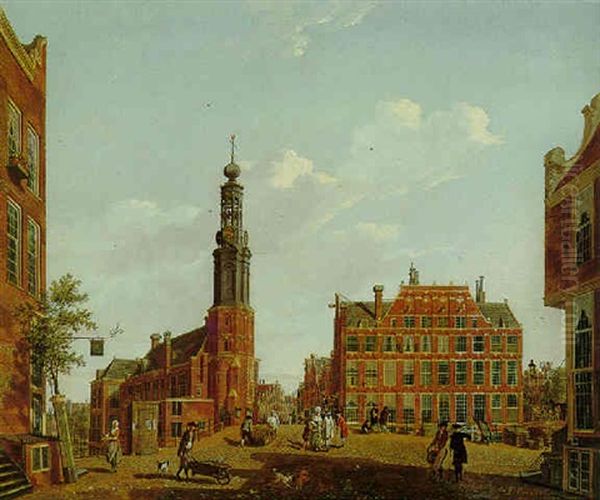 Amsterdam: A View Of The Mint Tower Oil Painting by Isaac Ouwater