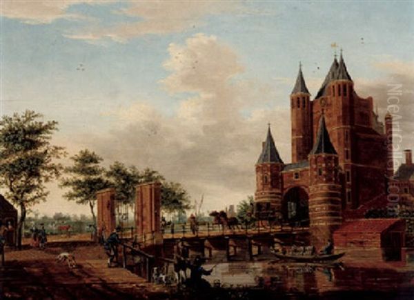 Haarlem, The Amsterdamse Poort Oil Painting by Isaac Ouwater