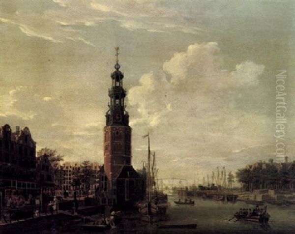 Amsterdam, The Montelbaanstower On The Oude Schans Oil Painting by Isaac Ouwater