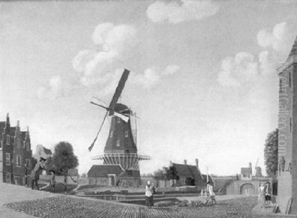 Dutch Town Scene by Isaac Ouwater