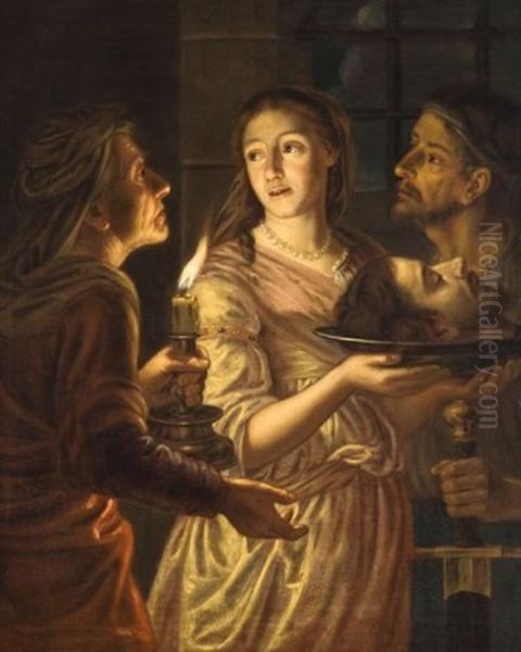 Salome Portant La Tete De Saint Jean Baptiste Oil Painting by Juergen Ovens