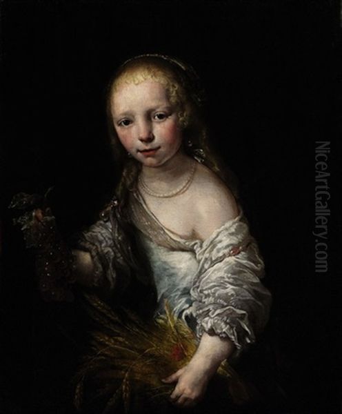 Portrait Of A Girl As Ceres Oil Painting by Juergen Ovens