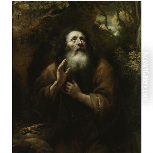 A Hermit Saint Oil Painting by Juergen Ovens