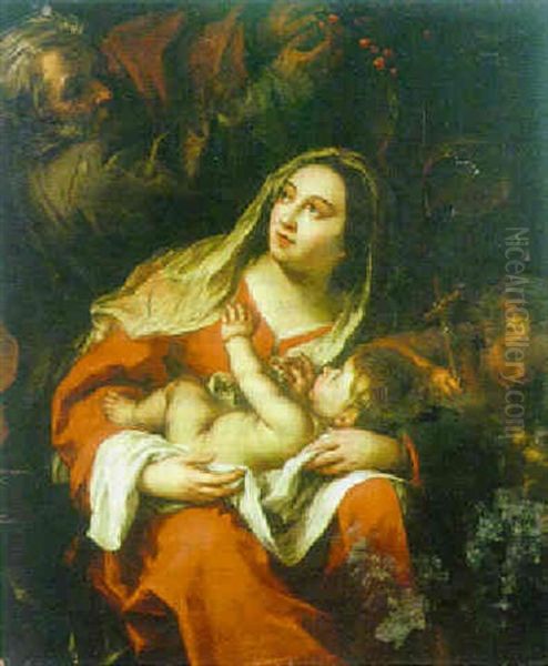 The Holy Family With St. John The Baptist Oil Painting by Juergen Ovens