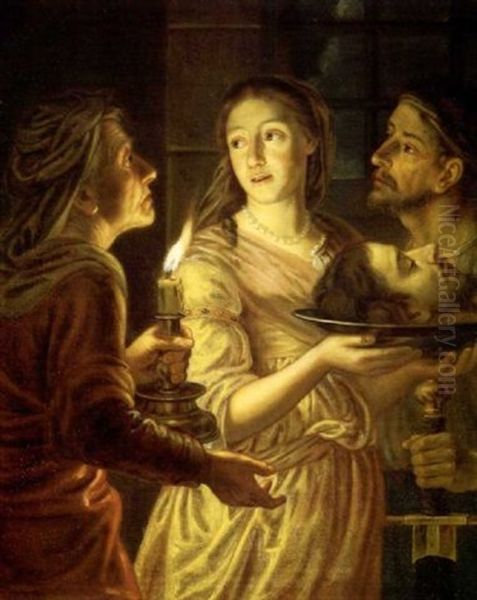 Salome Portant La Tete De Saint Jean-baptiste Oil Painting by Juergen Ovens