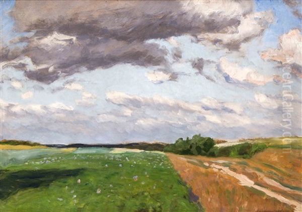 Felder Im Schluh Oil Painting by Fritz Overbeck