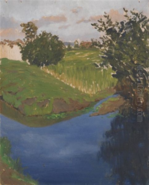 Moorgraben Mit Gabelung Oil Painting by Fritz Overbeck