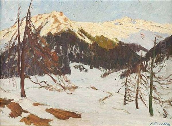 Winterabend In Den Bergen Oil Painting by Fritz Overbeck