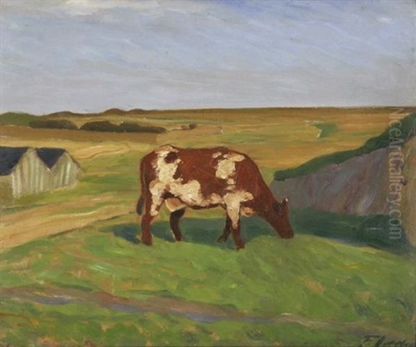 Weidende Kuh Oil Painting by Fritz Overbeck