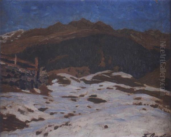 Erster Schnee Bei Klosters Oil Painting by Fritz Overbeck