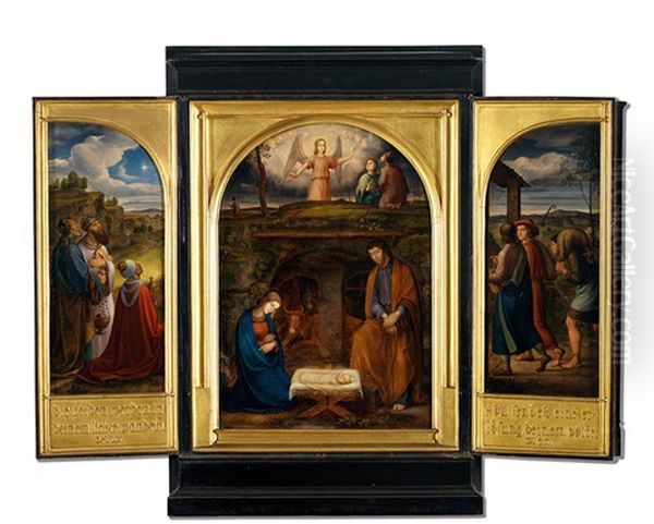 Hausaltar (set Of 5) Oil Painting by Johann Friedrich Overbeck