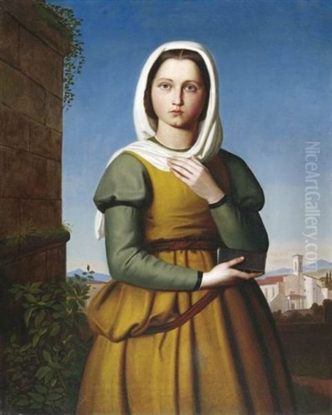 Bildnis Einer Jungen Romerin (portrat Der Nina Hartel?) Oil Painting by Johann Friedrich Overbeck