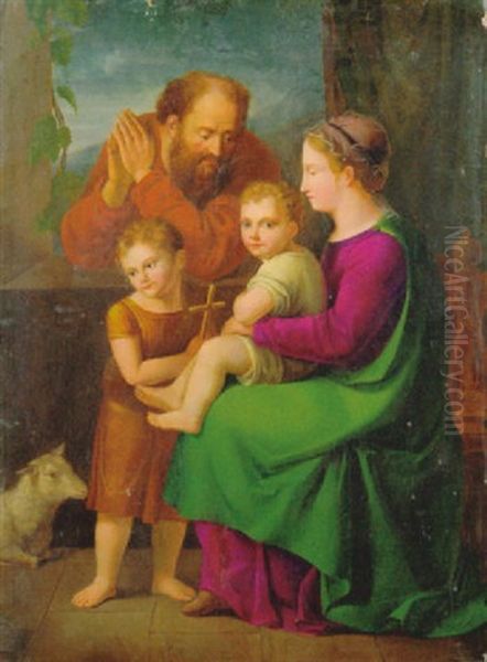 Heilige Familie Mit Dem Johannesknaben Oil Painting by Johann Friedrich Overbeck