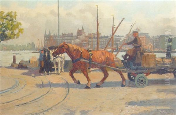 De Oude Hoofd, Rotterdam Oil Painting by Gijsbertus Johannes Van Overbeek