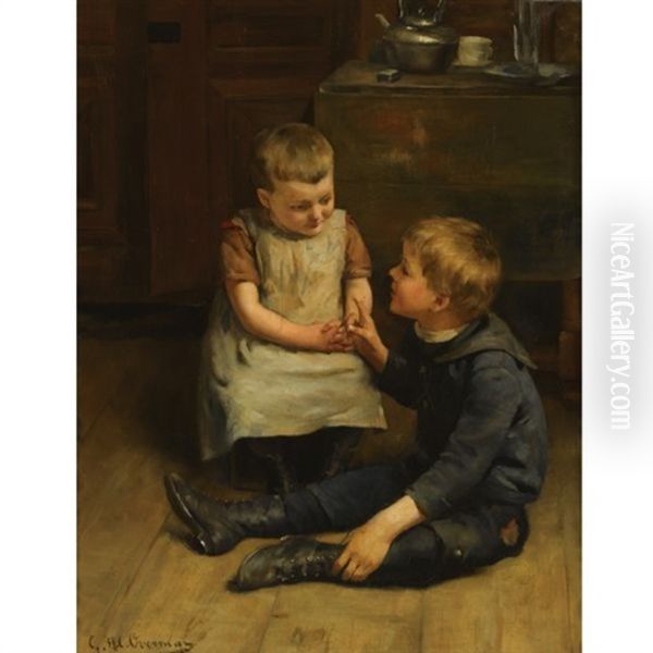 A Listening Ear Oil Painting by Gerardus Hendrikus Cornelis Overman