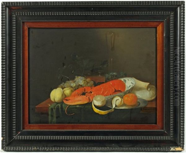 Nature Morte Au Homard Oil Painting by Pieter van Overschee