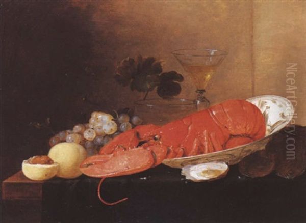 Nature Morte Au Homard Oil Painting by Pieter van Overschee