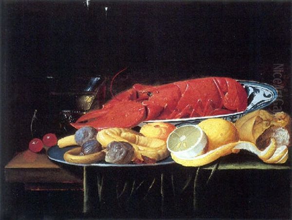 Nature Morte Au Homard Oil Painting by Pieter van Overschee