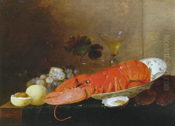 Nature Morte Au Homard Oil Painting by Pieter van Overschee