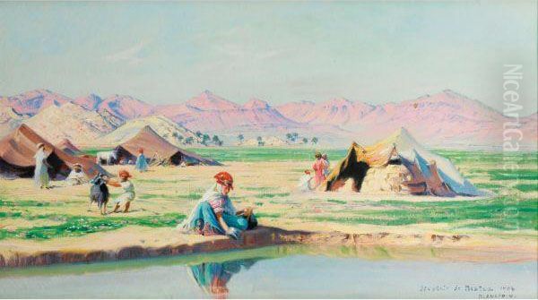 Souvenir De Biskra Oil Painting by Jules Blancpain