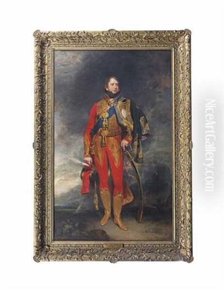 Portrait Of Ernest Augustus I (1771-1851), Duke Of Cumberland And Later King Of Hanover (1837-1851), Full-length, In The Uniform Of A British General Officer Of Hussars, With The Blue Sash And Breast Star Of The Order Of The Garter Oil Painting by William Owen