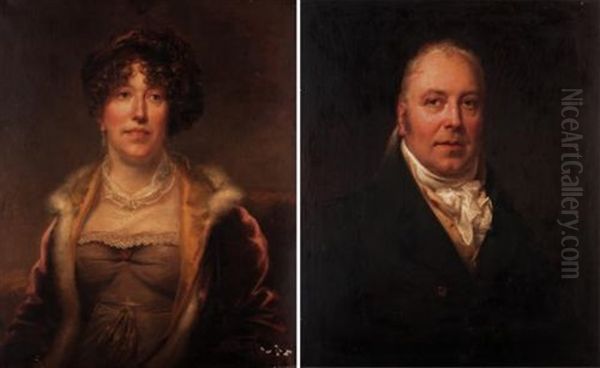 Portrait Of John Allen (+ Portrait Of His Wife; Pair) Oil Painting by William Owen