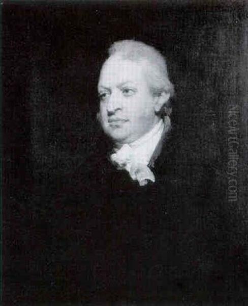 Portrait Of A Gentleman Bust Length Wearing A Black Coat And White Stock Oil Painting by William Owen