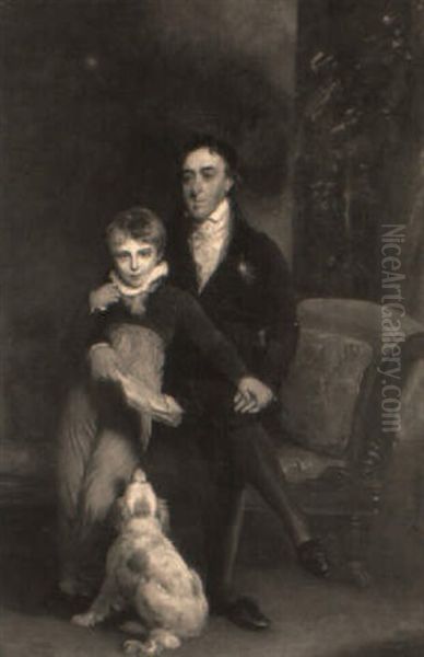 Portrait Of Mr. John Fletcher And His Son Oil Painting by William Owen