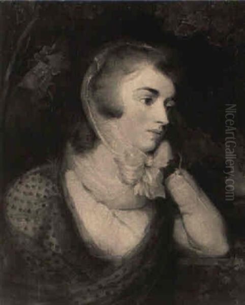 Portrait Of Mrs. Robinson As 'perdita' With Her Arm Resting On A Stone Ledge Oil Painting by William Owen