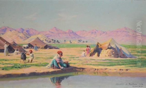 Souvenir De Biskra Oil Painting by Jules Blancpain