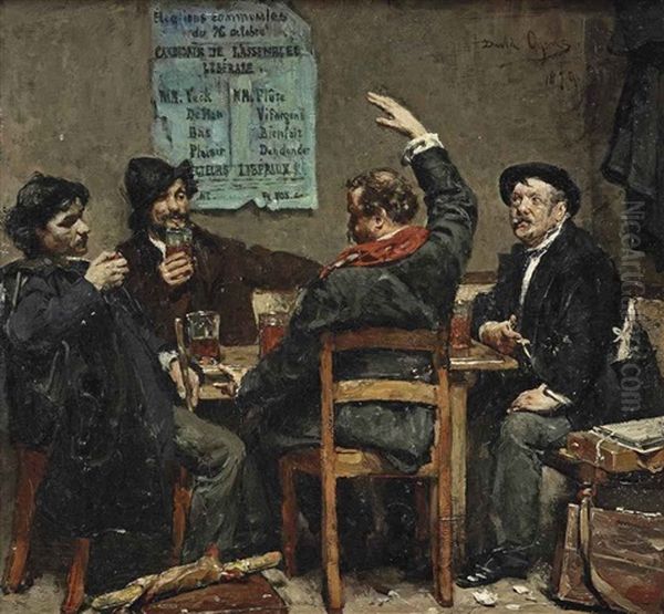 De Stamtafel: Storytelling In A Cafe Oil Painting by David Oyens