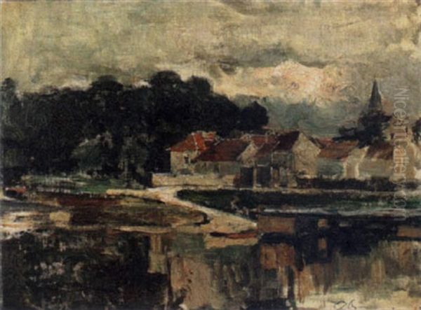 View Of A Village Oil Painting by David Oyens