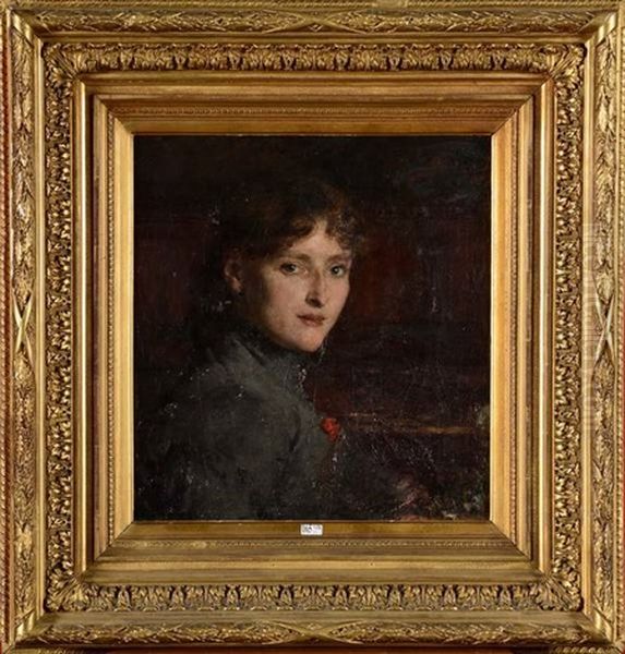 Portrait De Jeune Fille Oil Painting by Pierre (Pieter) Oyens