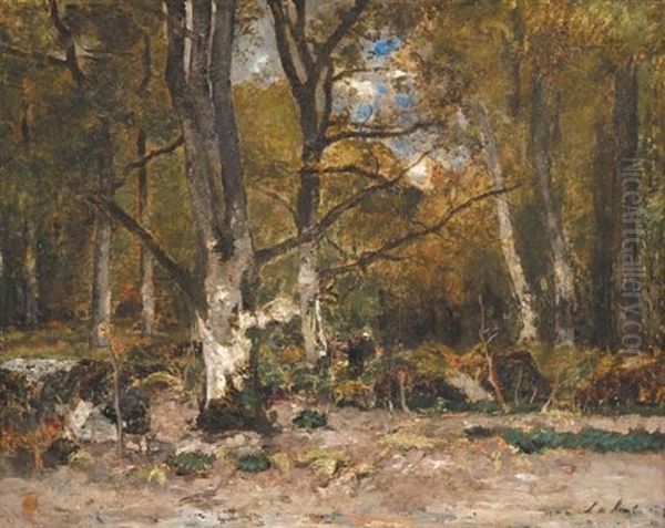 Barbizon Forest Oil Painting by Laszlo Paal