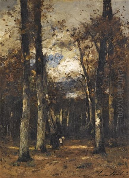 Forest At Fontainebleau Oil Painting by Laszlo Paal