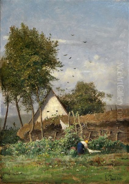 Bei Der Gartenarbeit Oil Painting by Laszlo Paal