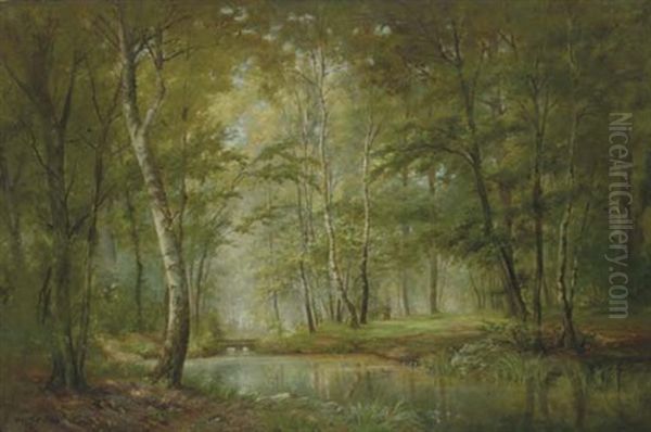 A Forest In Barbizon Oil Painting by Laszlo Paal