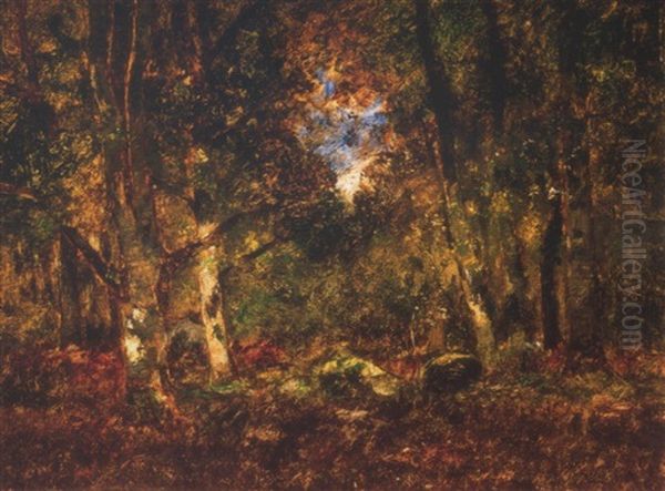 Barbizoni Erdo (forest In Barbizon) Oil Painting by Laszlo Paal