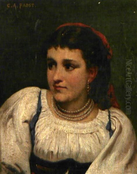 Portrait De Jeune Fille Oil Painting by Camille Alfred Pabst