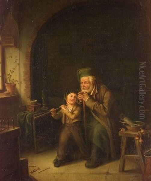 First Military Lesson Oil Painting by Camille Alfred Pabst