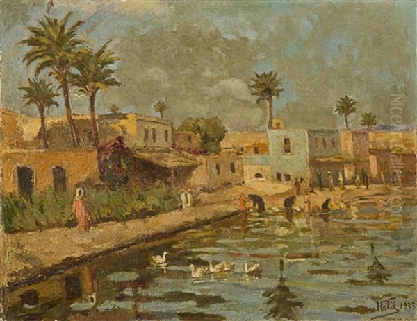 Nil Kiyisinda Kadinlar Oil Painting by Halil Pacha