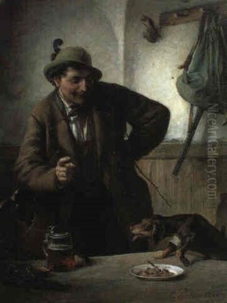 Jager Mit Seinem Hund Oil Painting by Ferdinand Pacher