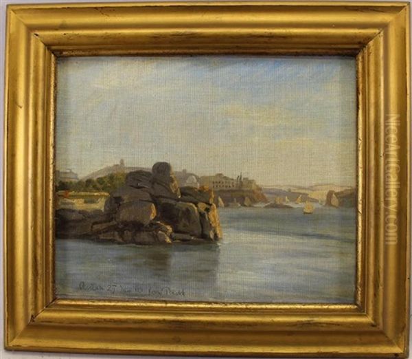 A Coastal Scene Oil Painting by Wilhelm Pacht