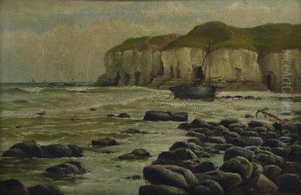 Cliffs At Flamborough North Landing Oil Painting by John Francis Bland