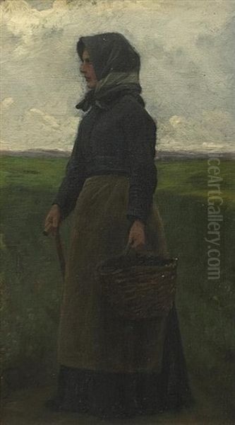 Village Woman Oil Painting by Wilhelm Pacht