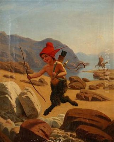 A Faun On The Run Oil Painting by Wilhelm Pacht